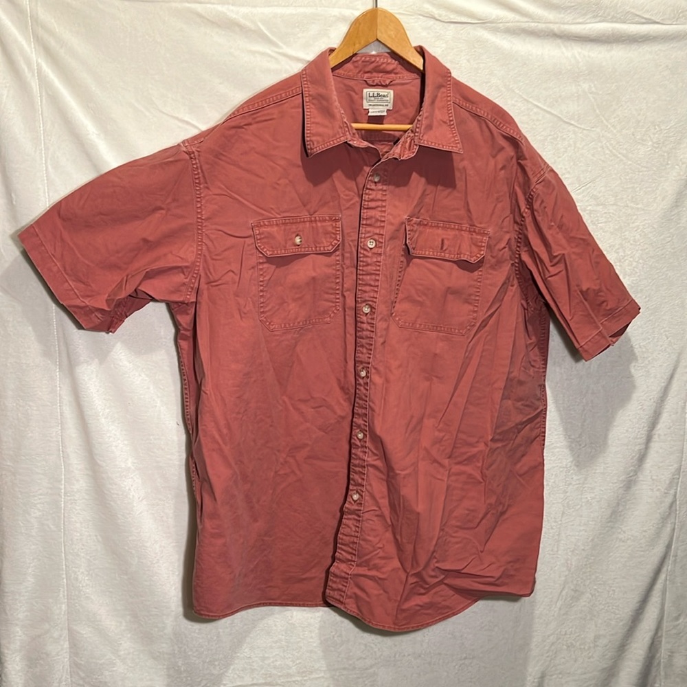 LL Bean sunwashed canvas shirt. Shirt-sleeve, open collar. XXL